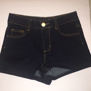 refuge black high rise demin shorts